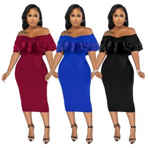 This Spring Summer Sexy Chic Off Shoulder Ruffle Dress Women Design Made Of Good Quality Polyster And Spandex Material