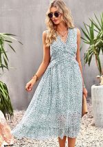 This Spring Summer Sexy v-Neck Print Casual Holidays Sundress Sexy Women's Dress Design Made Of High Quality Polyster And Spandex Material