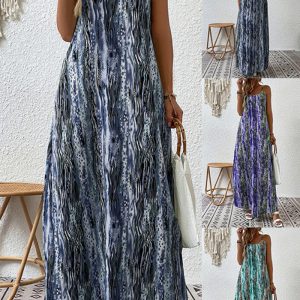 Este vestido de las mujeres de la primavera del verano de la tendencia de las señoras imprime el diseño del vestido de la correa hecho del material de alta calidad del poliester y del Spandex