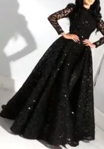 This Spring Summer Women's Long Sleeve Sequin Swing Evening Dress Design Made Of Good Quality Polyster And Spandex Material