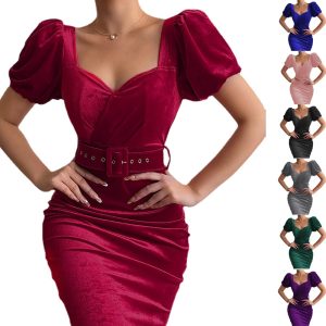 This Spring Women Sexy Low Neck Puff Sleeves Velvet Bodycon Dress Design Made Of High Quality Polyster And Spandex Material. It Come With Good Stretch And Wearing Comfortable And Feeling Freedom. The Tight And Fitted Dress Is The Most Popular Options From Party Girls. Shop Bodycon Dresses At Global Lover And Find Amazing Designs Sequins