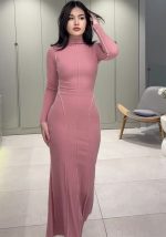 This Spring Women's Slim Waist Slim Fit Bodycon Long Dress Design Made Of High Quality Polyster And Spandex Material