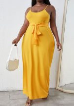 This Spring/Summer Plus Size Belt Slim Fit Strap Long Dress Made Of Soft And Elastic Fabric. Global Lover Wholesale Plus Size Dresses And Hope Curvy Ladies Find Here a Warm And Exciting Place To Shop Affordable Curvy Dresses Online - Plus Size Casual