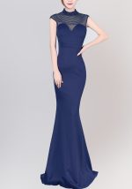 This Stand Collar Beaded Low Back Slim Formal Party Maxi Gown Nightclub Dress Design Made Of Good Quality Polyster And Spandex Material