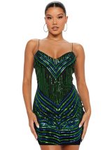 This Strap Sequin Women Sexy a-Line Slim Dress Women's Clothing Design Made Of High Quality Polyster And Spandex Material