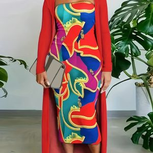 This Strapless Printed Dress Long Jacket Two-Piece Set For Women Design Made Of High Quality Polyster And Spandex Material. Print Dresses Is More Interesting And Stylish. Print Maxi Dresses Is One Of The Popular Item For Islander Vocations. Women¡¯s Print Dresses At Global Lover Comes With Forever Floral