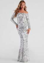 This Summer Chic Sequin Sexy Off Shoulder Formal Party Evening Long Dress Design Made Of Good Quality Polyster And Spandex Material