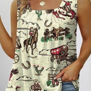 This Summer Digital Printing Casual Trend Ladies Loose Sleeveless Vest Made Of Comfortable And Elastic Fabric. It Is Wholesale Sexy Plus Size Tops For Women. With The Gradual Rise Of Feminist Awareness