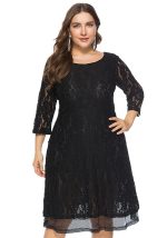 This Summer Fall Plus Size Women's Round Neck Lace Dress Made Of Soft And Elastic Fabric. Global Lover Wholesale Plus Size Dresses And Hope Curvy Ladies Find Here a Warm And Exciting Place To Shop Affordable Curvy Dresses Online - Plus Size Casual