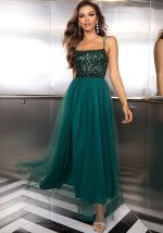 This Summer Fashion Sexy Sequin Mesh Patchwork Evening Dress Design Made Of Good Quality Polyster And Spandex Material