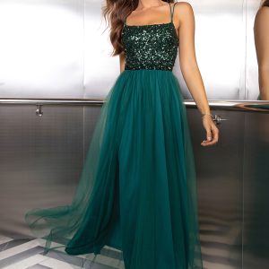 This Summer Fashion Sexy Sequin Mesh Patchwork Evening Dress Design Made Of Good Quality Polyster And Spandex Material