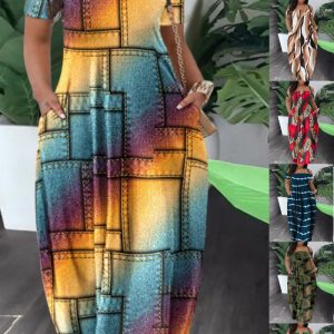 This Summer Ladies Fashion Casual Sexy Print Off Shoulder Maxi Dress Design Made Of High Quality Polyster And Spandex Material