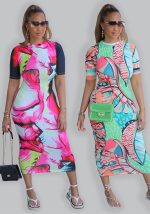 This Summer Ladies Fitted Round Neck Painted Print Dress Design Made Of High Quality Polyster And Spandex Material. Print Dresses Is More Interesting And Stylish. Print Maxi Dresses Is One Of The Popular Item For Islander Vocations. Women¡¯s Print Dresses At Global Lover Comes With Forever Floral