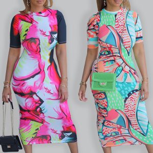 This Summer Ladies Fitted Round Neck Painted Print Dress Design Made Of High Quality Polyster And Spandex Material. Print Dresses Is More Interesting And Stylish. Print Maxi Dresses Is One Of The Popular Item For Islander Vocations. Women¡¯s Print Dresses At Global Lover Comes With Forever Floral