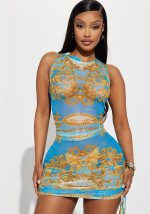 This Summer Ladies Sexy Sleeveless Mesh Print Pleated Dress Design Made Of High Quality Polyster And Spandex Material. Print Dresses Is More Interesting And Stylish. Print Maxi Dresses Is One Of The Popular Item For Islander Vocations. Women¡¯s Print Dresses At Global Lover Comes With Forever Floral