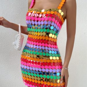 This Summer Party Multicolor Sexy Sequin Club Dress Design Made Of High Quality Polyster And Spandex Material