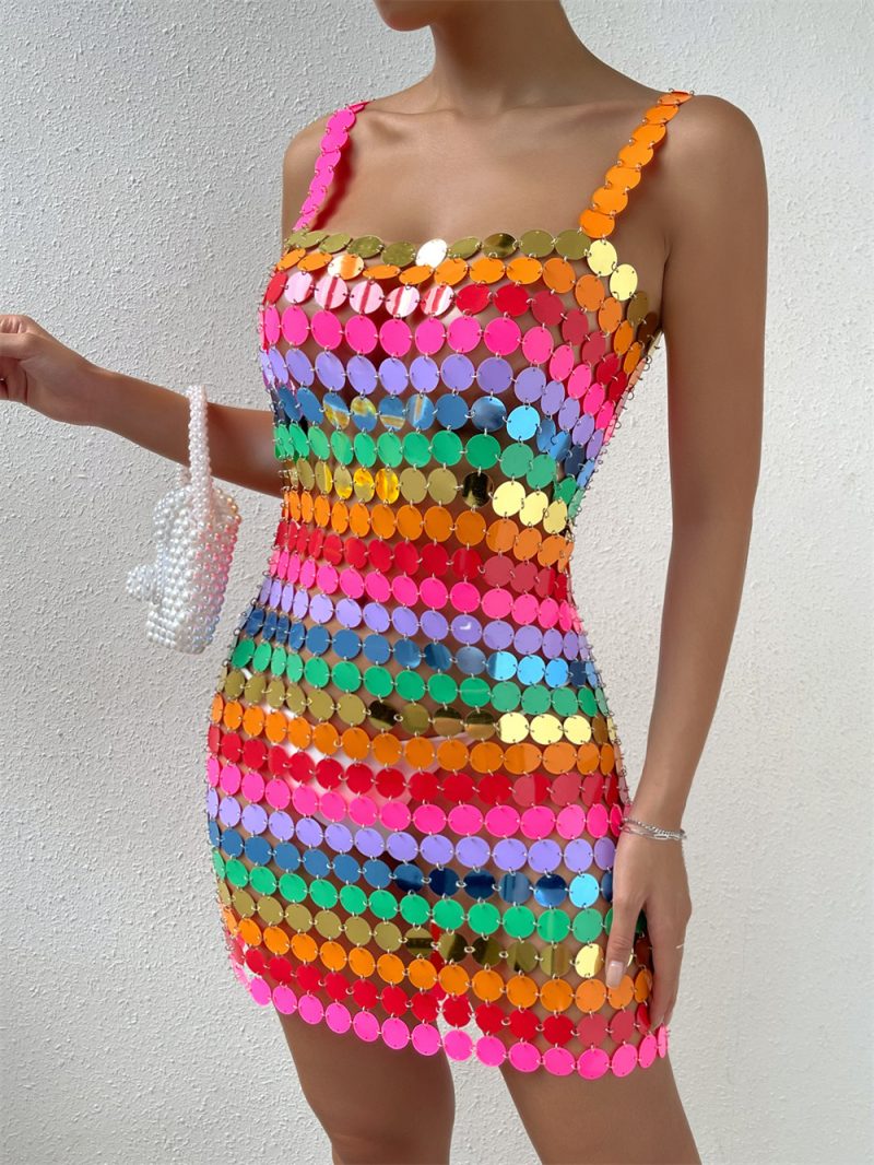 This Summer Party Multicolor Sexy Sequin Club Dress Design Made Of High Quality Polyster And Spandex Material