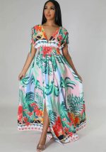 This Summer Plus Size French Print Dress Design Made Of High Quality Polyster And Spandex Material