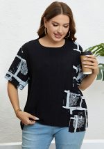 This Summer Plus Size Irregular Print Pocket Relaxed Shirt Made Of Comfortable And Elastic Fabric. It Is Wholesale Sexy Plus Size Tops For Women. With The Gradual Rise Of Feminist Awareness