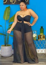 This Summer Plus Size Women's Strapless Lace-Up Wide Leg Chiffon Two-Piece Pants Set Design And Made Of Comfortable And Elastic Fabric. Wholesale Plus Size Two Piece Sets Is a Must-Have Item For Curvy Ladies. Two Piece Sets Can Either Be Worn Together Or Individually