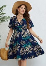 This Summer Plus Size Women's Wrap v-Neck Wrap Slim Waist Casual Dress Made Of Soft And Elastic Fabric. Global Lover Wholesale Plus Size Dresses And Hope Curvy Ladies Find Here a Warm And Exciting Place To Shop Affordable Curvy Dresses Online - Plus Size Casual