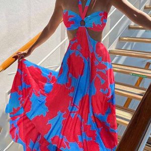 This Summer Print v Neck Sleeveless Halter Boho Dress Design Made Of High Quality Polyster And Spandex Material