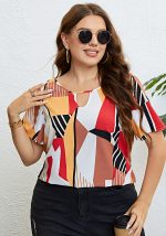 This Summer Round Neck Contrast Color Loose Breathable Top Made Of Comfortable And Elastic Fabric. It Is Wholesale Sexy Plus Size Tops For Women. With The Gradual Rise Of Feminist Awareness