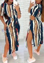 This Summer Round Neck Geometric Print Bodycon Dress Women's Design Made Of High Quality Polyster And Spandex Material. Print Dresses Is More Interesting And Stylish. Print Maxi Dresses Is One Of The Popular Item For Islander Vocations. Women¡¯s Print Dresses At Global Lover Comes With Forever Floral