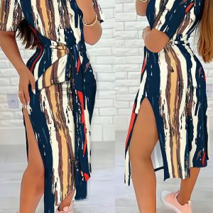 Este verano de cuello redondo de impresión geométrica Bodycon vestido de diseño de las mujeres hechas de poliéster de alta calidad y material de spandex. Vestidos de impresión es más interesante y con estilo. Maxi vestidos de impresión es uno de los elementos populares para las vocaciones isleñas. Vestidos de las mujeres de impresión en Global Lover viene con Forever Floral