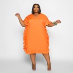 This Summer Ruffled Loose Oversized Plus Size Nightclub Dress Made Of Soft And Elastic Fabric. Global Lover Wholesale Plus Size Dresses And Hope Curvy Ladies Find Here a Warm And Exciting Place To Shop Affordable Curvy Dresses Online - Plus Size Casual