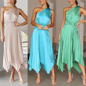 This Summer Sexy Chic Women's Solid Pressed Oversized Party Nightclub Dress Design Made Of High Quality Polyster And Spandex Material