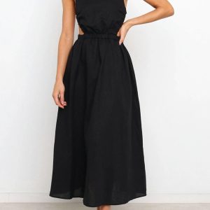 This Summer Sexy Sleeveless Camisole Low Back Elastic Slim Waist Maxi Dress Design Made Of High Quality Polyster And Spandex Material