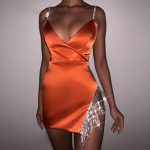 This Summer Sexy Strap v-Neck Fringed Nightclub Party Dress Design Made Of High Quality Polyster And Spandex Material