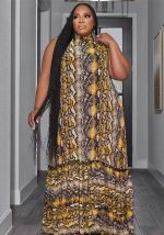 This Summer Stand Collar Sleeveless Print Plus Size Women's Stylish Loose Long Dress Made Of Soft And Elastic Fabric. Global Lover Wholesale Plus Size Dresses And Hope Curvy Ladies Find Here a Warm And Exciting Place To Shop Affordable Curvy Dresses Online - Plus Size Casual