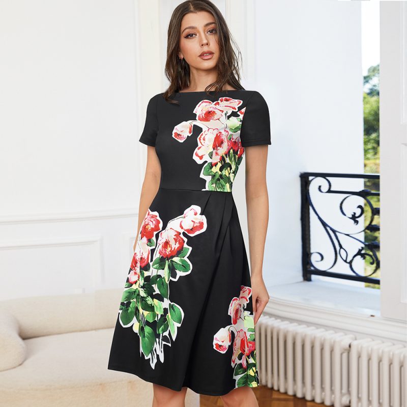 This Summer Vintage Print Elegant Round Neck Irregular Dress For Women Design Made Of High Quality Polyster And Spandex Material. Print Dresses Is More Interesting And Stylish. Print Maxi Dresses Is One Of The Popular Item For Islander Vocations. Women¡¯s Print Dresses At Global Lover Comes With Forever Floral