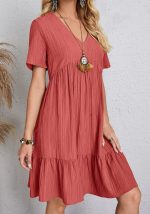 This Summer Women Loose Casual Short Sleeve Dress Design Made Of High Quality Polyster And Spandex Material. It Is Stretchy