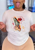 Dieser Sommer Frauen gedruckt kurze Ärmel t-Shirt Design aus dicken Polyster und Spandex Materail