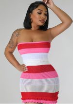 This Summer Women Sexy Strapless Backless Color Block Lace Knitting Dress Combine The Warm And Fashion. It Is a Must-Have Item For This Winter. Sweater Dresses For Women At Global Lover Comes For Different Occasions - Daily Life