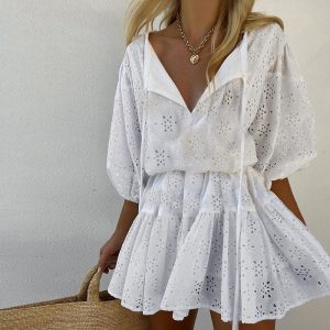 This Summer Women Clothes Half-Sleeve Mini Boho Dress Design Made Of High Quality Polyster And Spandex Material. It Is Stretchy