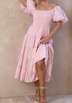 This Summer Women's Fashion Loose Off Shoulder Puff Sleeve a-Line Midi Dress Design Made Of High Quality Polyster And Spandex Material. It Come With Good Stretch And Wearing Comfortable. Women¡¯s Midi Dresses Is Omnipotent And Suit For All Kinds Of Occasions - Daily Wear