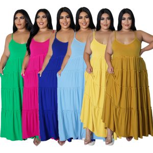 This Summer Women's Plus Size Dress Sexy Sling Long Smocked Dress Made Of Soft And Elastic Fabric. Global Lover Wholesale Plus Size Dresses And Hope Curvy Ladies Find Here a Warm And Exciting Place To Shop Affordable Curvy Dresses Online - Plus Size Casual