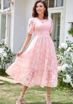 This Summer Women's Round Neck Puff Sleeve Floral a-Line Dress Design Made Of High Quality Polyster And Spandex Material. It Come With Good Stretch And Wearing Comfortable. Women¡¯s Midi Dresses Is Omnipotent And Suit For All Kinds Of Occasions - Daily Wear