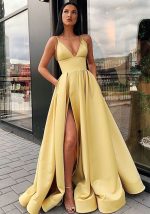 This Summer Women's Sexy Slim Strap Dress Deep v Slit Formal Party Evening Dress Design Made Of Good Quality Polyster And Spandex Material