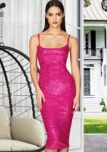 This Summer Women's Sleeveless Low Back Straps Sequin Party Dress Design Made Of High Quality Polyster And Spandex Material. It Come With Good Stretch And Wearing Comfortable And Feeling Freedom. The Tight And Fitted Dress Is The Most Popular Options From Party Girls. Shop Bodycon Dresses At Global Lover And Find Amazing Designs Sequins