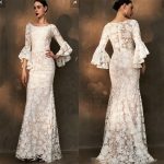 This Summer Women's Wedding White Lace Round Neck Long Sleeve Evening Dress Design Made Of Good Quality Polyster And Spandex Material