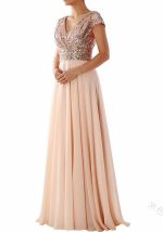 This Summer Dress v-Neck Sequined Chiffon Patchwork Long Evening Dress Design Made Of Good Quality Polyster And Spandex Material