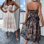 This Summer Sexy Strapless Lace Elegant Party Dress Design Made Of Good Quality Polyster And Spandex Material