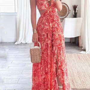 This Summer Summer Fashion Print Lace Pleated Sleeve Dress Design Made Of High Quality Polyster And Spandex Material