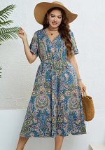 This Summer v-Neck Slim Waist Fashion Slim Fit Dress For Women Made Of Soft And Elastic Fabric. Global Lover Wholesale Plus Size Dresses And Hope Curvy Ladies Find Here a Warm And Exciting Place To Shop Affordable Curvy Dresses Online - Plus Size Casual