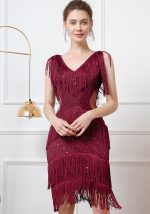 This Tassel Sequin Sexy Cocktail Party Dress Design Made Of Good Quality Polyster And Spandex Material